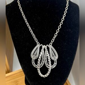 CAROLYN POLLACK Sterling Sliver Bali-Style Ornate Filigree Statement Necklace